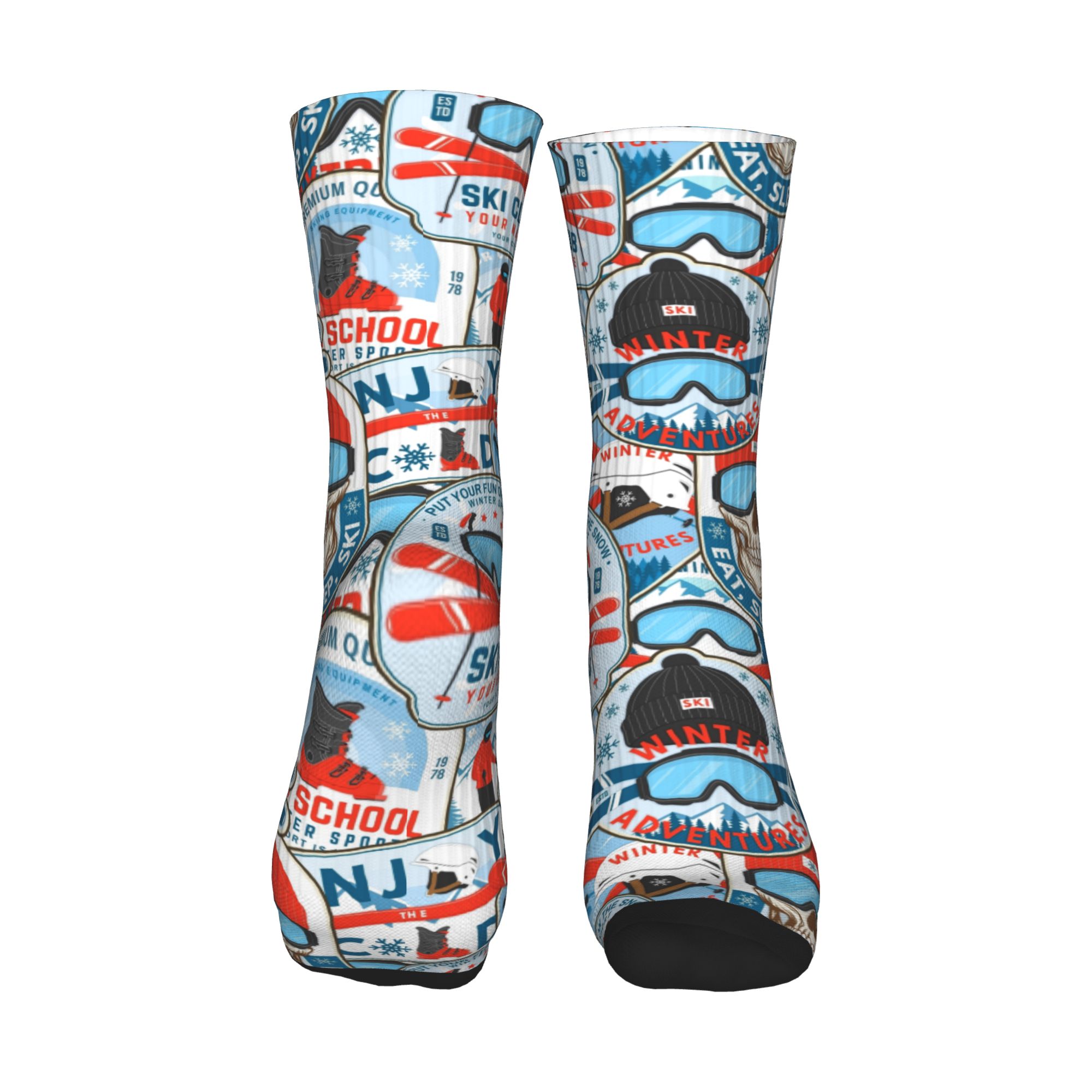 Vintage Red Blue Ski Club Seam - Dress Sock Men ulasan dan harga