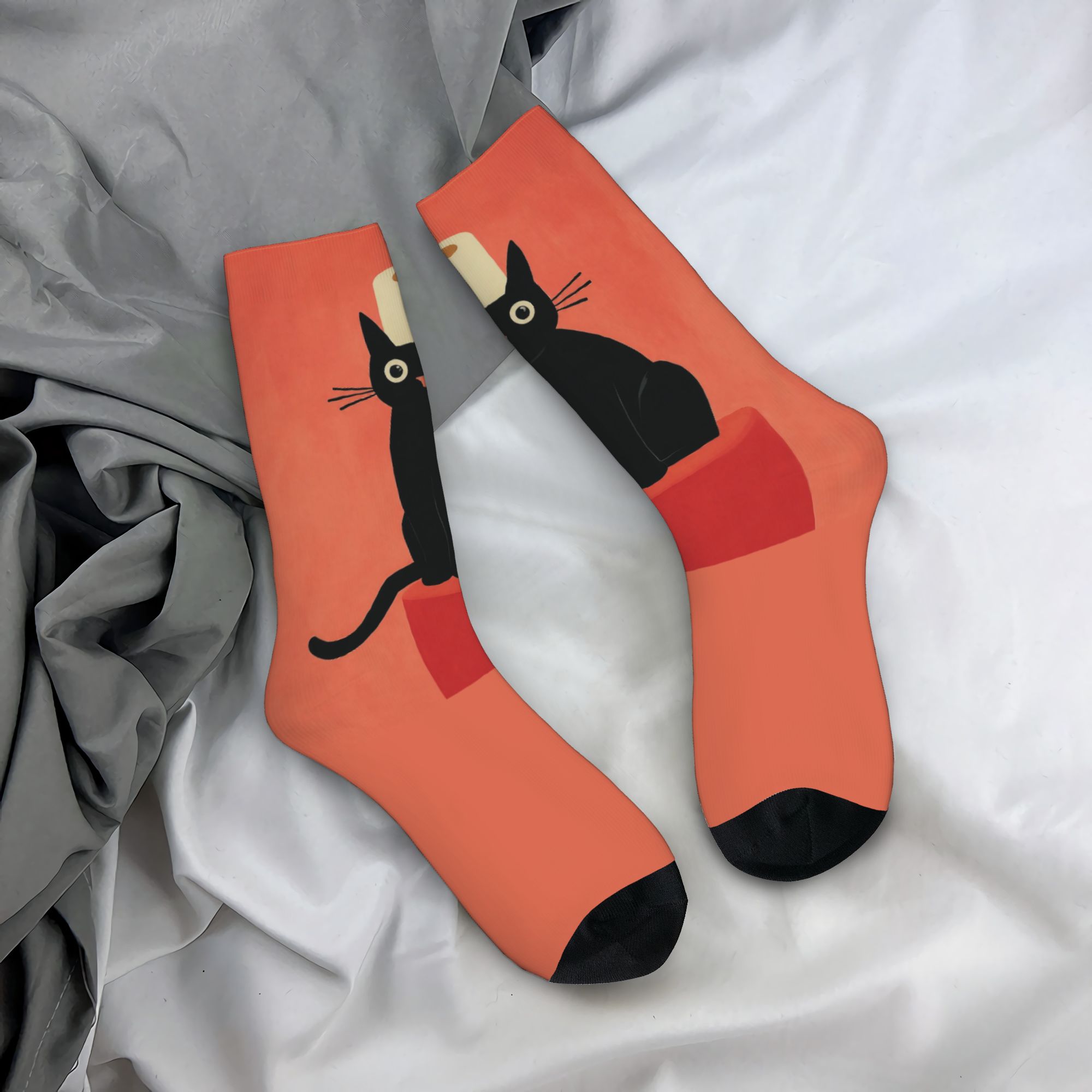 Custom Black Cat with Toilet P - Dress Sock Men ulasan dan harga