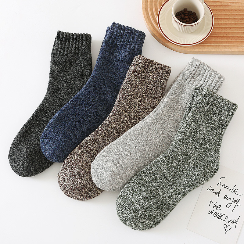 5 Pairs Solid Color Pattern Me - Thermal Sock Winter ulasan dan harga