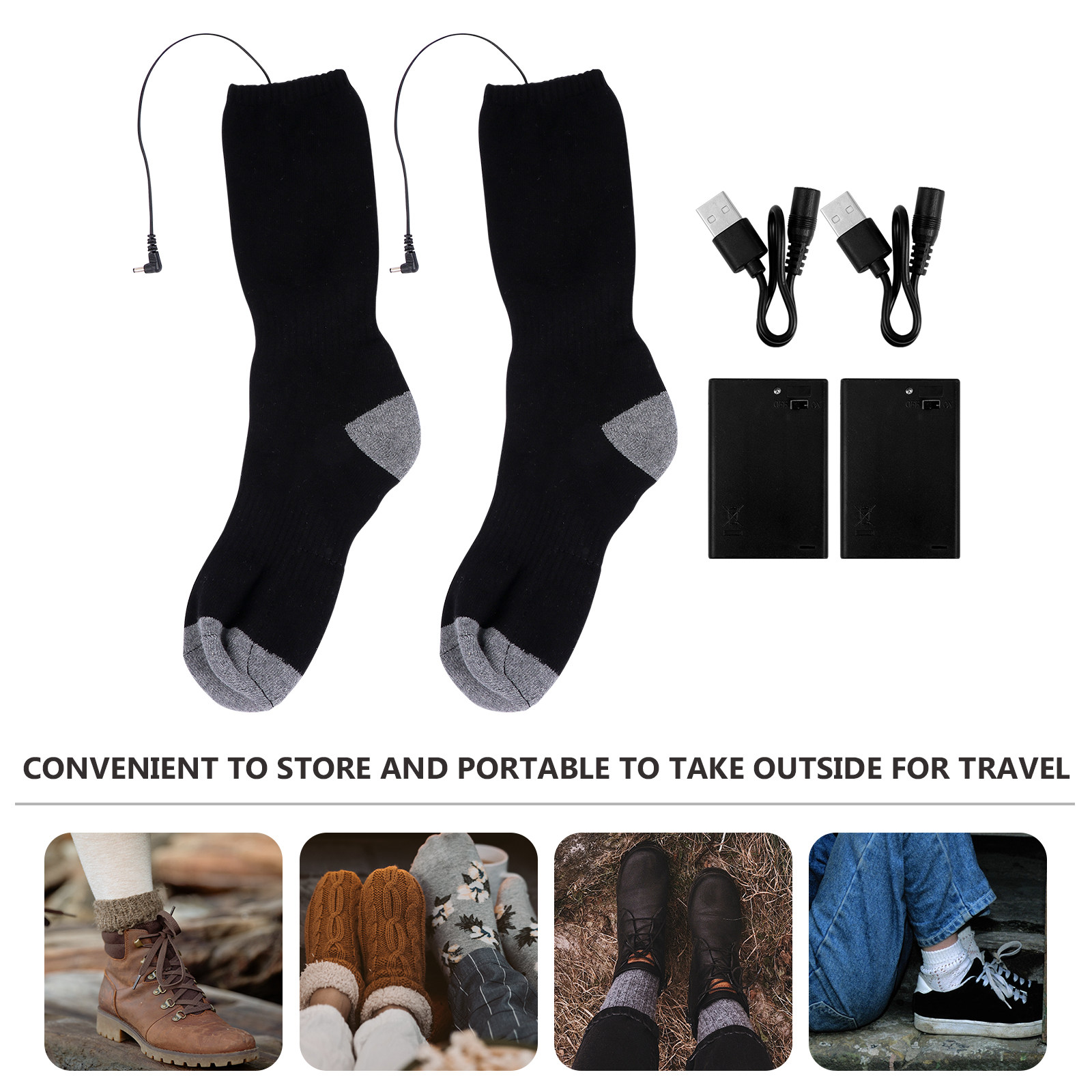1Set Heated Socks USB Warm Fee - Thermal Sock Winter ulasan dan harga