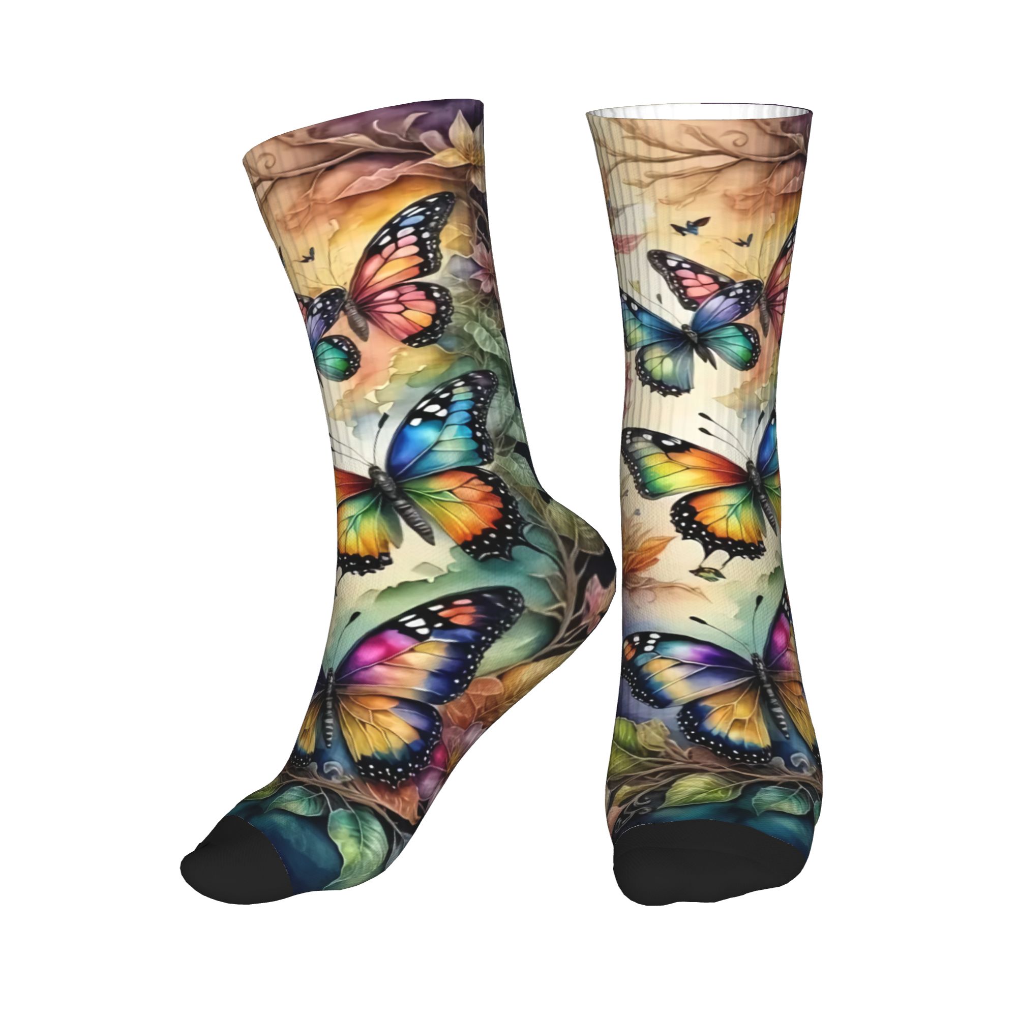 Colorful Butterflies and Flowe - Dress Sock Men ulasan dan harga